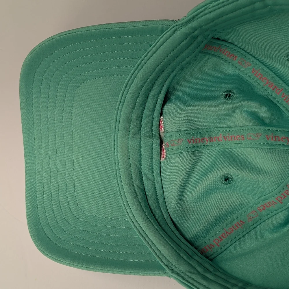 Vineyard Vines Mint Green Baseball Cap Pink Whale Adjustable Ponytail Hat